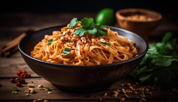 salutare fatti in casa pasta pasto con fresco prezzemolo generato di ai foto