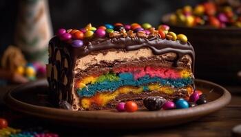 buongustaio cioccolato torta di formaggio con bacca decorazione fetta generato di ai foto