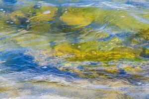 pietre rocce coralli turchese verde blu acqua su spiaggia Messico. foto