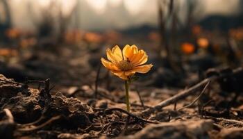 giallo Fiore di campo nel prato, bellezza nel natura generato di ai foto