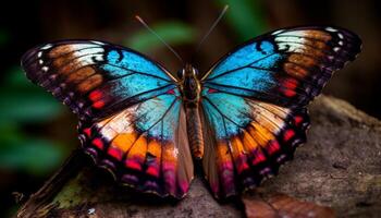 farfalla ala viene visualizzato naturale bellezza nel macro generato di ai foto