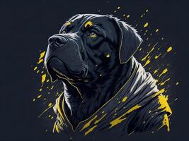 un' dettagliato illustrazione freddo ninja rottweil e cane viso t camicie design e adesivi ai generato foto