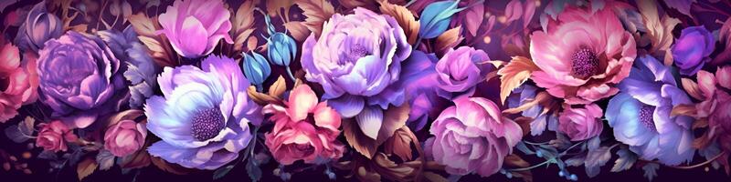 ai generato Vintage ▾ tenero fiori nel diverso colori con gratuito spazio su il sinistra foto