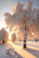 gruppo di alberi quello siamo coperto nel neve. generativo ai. foto