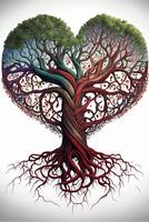 pittura di un' albero nel il forma di un' cuore. generativo ai. foto