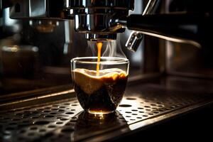 caffè espresso concentrato tiro su un' bar sfondo. generativo ai. foto