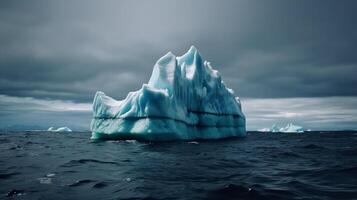 fusione iceberg su il oceano. globale riscaldamento e clima modificare concetti ai generato foto