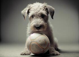 cane giochi con un' sfera. ai generato foto