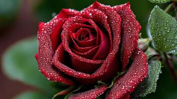 rugiadoso eleganza rosso Rose con sovrasmalto effetto. ai generato. foto