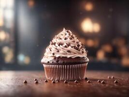 decadente cioccolato Cupcake . ai generato. foto