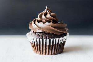 decadente cioccolato Cupcake . ai generato. foto