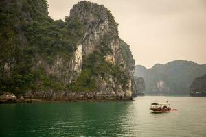 un' traghetto nel halong baia foto