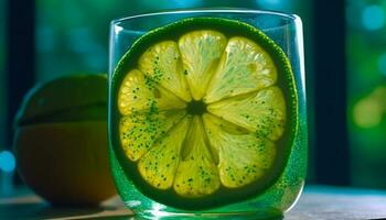 rinfrescante agrume cocktail nel un' bicchiere, Perfetto per estate giorni generato di ai foto