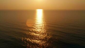vivace tramonto al di sopra di tranquillo paesaggio marino, un' bellezza nel natura generato di ai foto