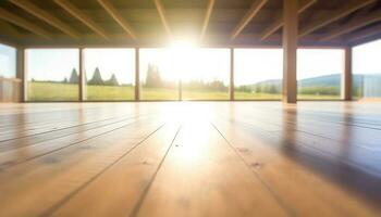 legno duro pavimentazione design in casa con natura fondale e vuoto spazio generato di ai foto