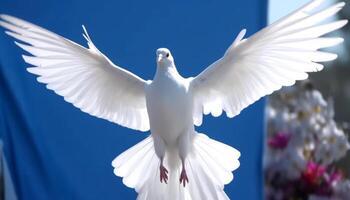 volante gabbiano simboleggia la libertà e spiritualità nel natura eleganza generato di ai foto