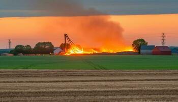 ardente acciaio fabbrica inquina aria, danni ambiente, minaccia natura crescita generato di ai foto