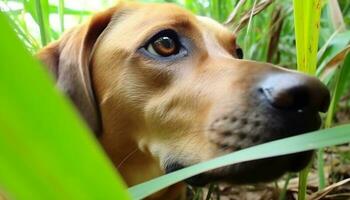 di razza cane da riporto e bassotto giocare nel prato su estate giorno generato di ai foto