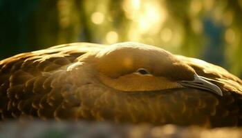 giallo falco perching su ramo, vicino su di bellissimo animale occhio generato di ai foto