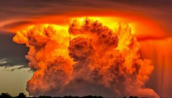 vivace tramonto cielo al di sopra di paesaggio, un' bellezza nel natura generato di ai foto