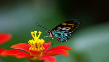 nel il fragilità di un' farfalla Multi colorato Ali generato di ai foto