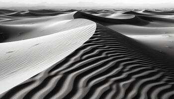 increspato sabbia dune curva nel a strisce onda modello, Africa bellezza generato di ai foto