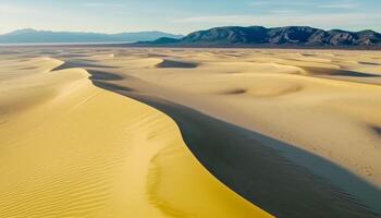 increspato sabbia dune nel arido Africa, maestoso montagna gamma fondale generato di ai foto