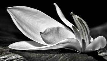 monocromatico eleganza un' singolo fiore bellezza nel natura semplicità generato di ai foto