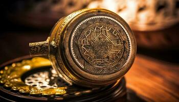 antico oro moneta simboleggia ricchezza e prosperità nel finanza storia generato di ai foto