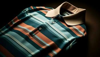 moderno a strisce camicia con blu plaid modello, elegante e formale generato di ai foto