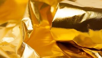 lusso cioccolato avvolto nel metallico oro confezione con astratto modello generato di ai foto