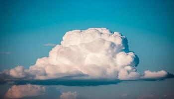 soffice cumulo nuvole riempire il blu estate cielo, idilliaco bellezza generato di ai foto