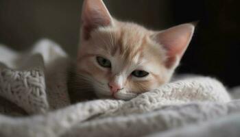 un' giocoso gattino con morbido pelliccia e affascinante curiosità generato di ai foto