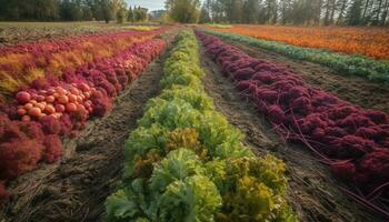 il Multi colorato tulipano fiorire nel il rurale prato è sbalorditivo generato di ai foto