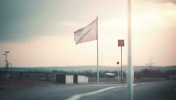 viaggio in direzione la libertà su vuoto strade, orizzonte come di fuga punto generato di ai foto