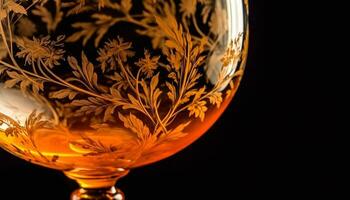 d'oro whisky nel elegante bicchiere per celebrazione generato di ai foto