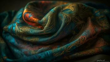 liscio seta scialle intrecciata con vivace colori generato di ai foto