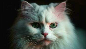 soffice persiano gattino fissando, bellezza nel natura generato di ai foto