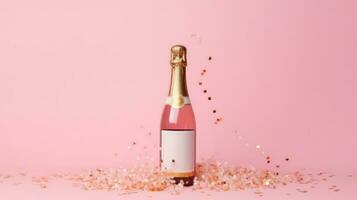 Champagne con coriandoli sfondo. illustrazione ai generativo foto