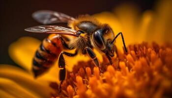 occupato miele ape raccolta polline a partire dal fiore generato di ai foto