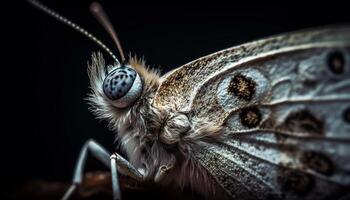 bellezza nel natura farfalla ala nel macro generato di ai foto