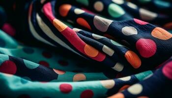 seta indumento pila, vivace colori, elegante moda generato di ai foto