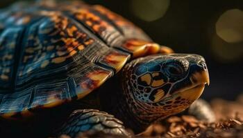 Multi colorato tartaruga strisciando nel natura bellezza generato di ai foto