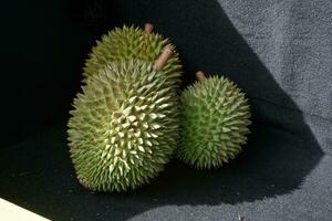 selettivo messa a fuoco su durian frutta immagazzinato dietro a il auto tronco. concetto foto per vendita auto profumo perché durian cause cattivo odore nel il auto