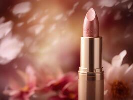 bellissima rosa rossetto con floreale sfondo. generativo ai foto