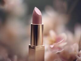 bellissima rosa rossetto con floreale sfondo. generativo ai foto