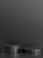 semplice vuoto lusso nero metallo sfondo con Prodotto Schermo piattaforma. vuoto studio con cerchio podio piedistallo su un' nero sfondo. foto