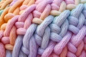 maglia tessuto sfondo con colorato arcobaleno colori. ai generato foto
