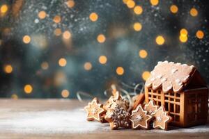 decorazione anno oro i fiocchi di neve Natale confine carta Natale albero sfondo vacanza nuovo. generativo ai. foto