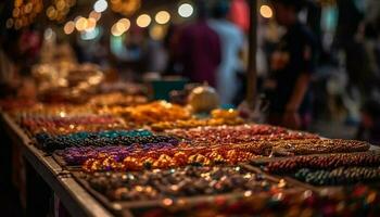 Multi colorato Souvenirs venduto a est asiatico notte mercato generato di ai foto